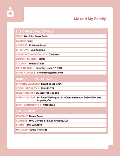 Sample Page - Personal Info